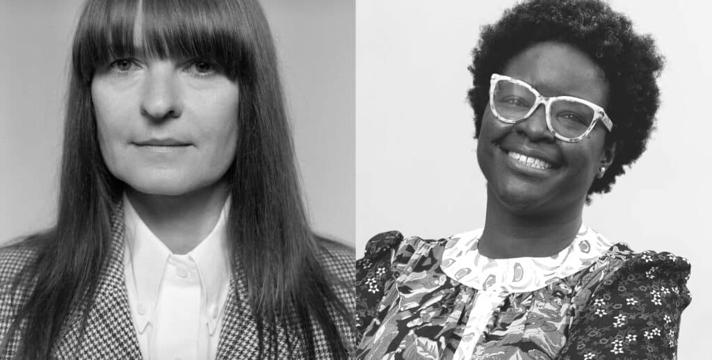 Goshka Macuga a kurátorka Elvira Dyangani Ose pri projekte Miu Miu Tales & Tellers v New Yorku počas Frieze Art Week 2025