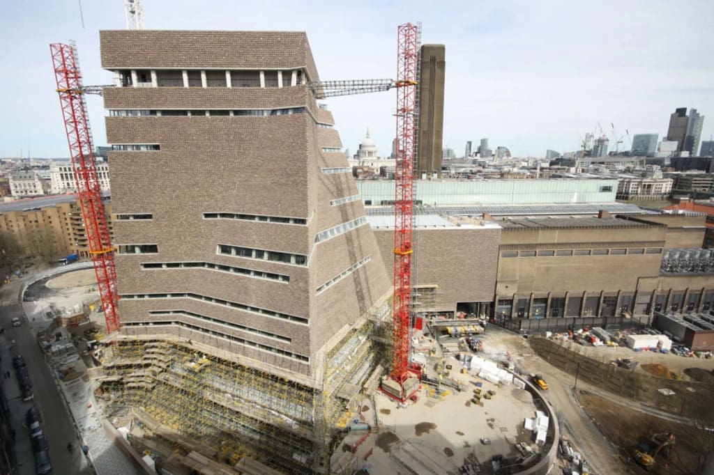 Výstavba Switch House extension pri Tate Modern, London – podzemné Oil Tanks (nádrže), Herzog & de Meuron, 2016