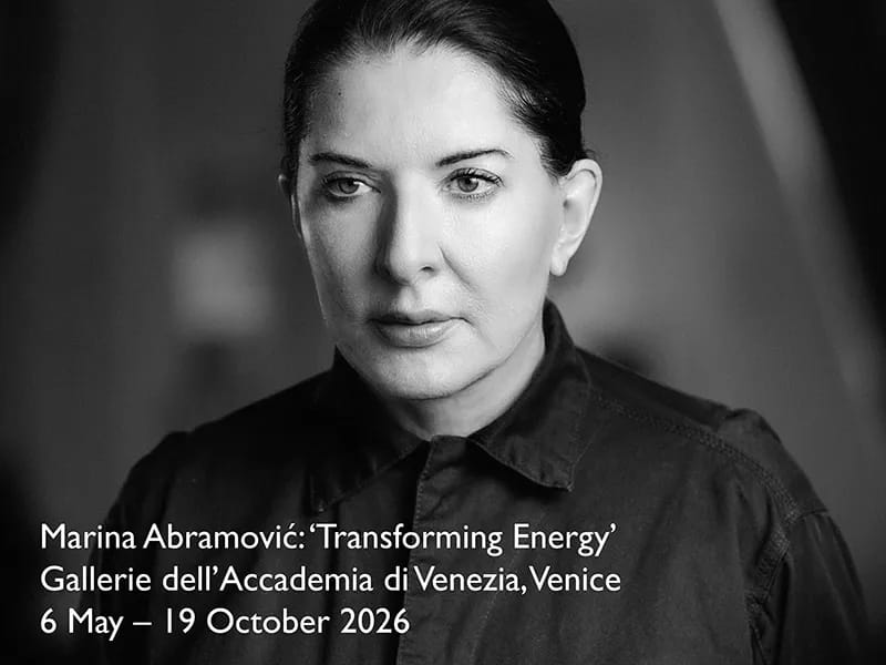 Portrét Mariny Abramović, výstava Transforming Energy, Gallerie dell'Accademia di Venezia, Venice Biennale 2026.